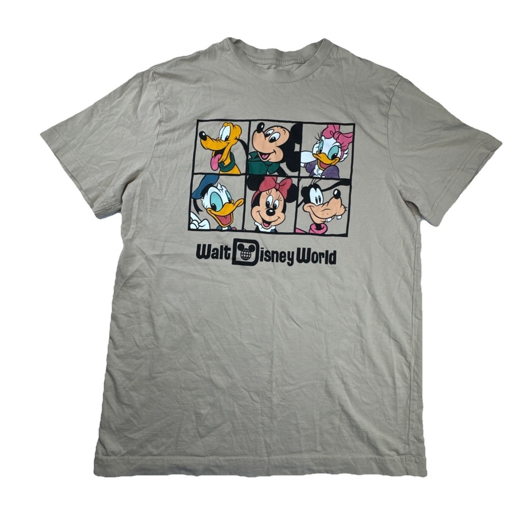 Disney Mens T-Shirt Medium Tan Cotton Walt Disney World Mickey Mouse Graphic Tee
